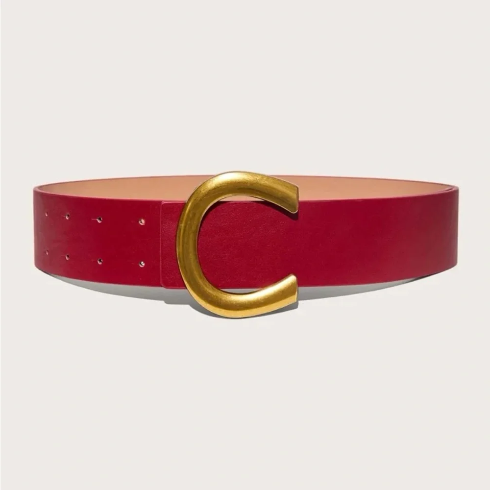 Luxe cream croc detail high waist gold buckle belt